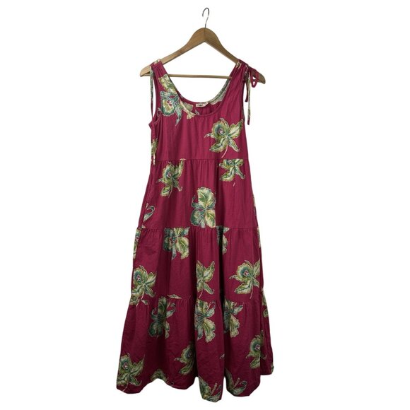 Faherty Dress Womens XS Lanai Seersucker Dress Orchid Blosson Tiered Pockets - Picture 7 of 16